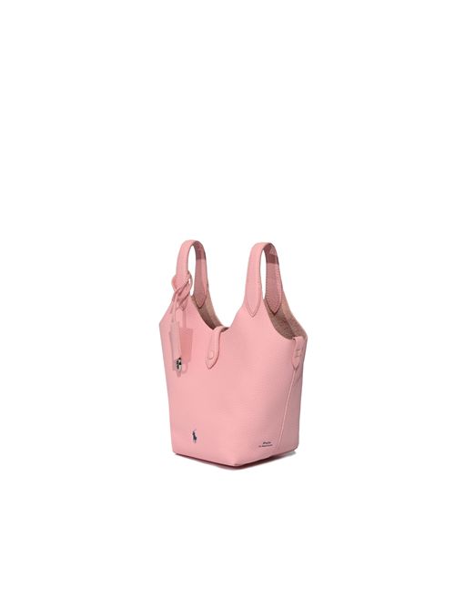 Borsa Tote piccola in pelle con ricamo Polo Pony Pink POLO RALPH LAUREN | 428944657003